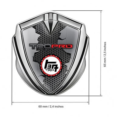 Toyota TRD Emblem Fender Badge Silver Honeycomb Motif Cracked Steel
