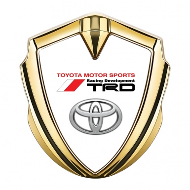 Toyota TRD 3D Car Metal Domed Emblem Gold White Base Grey Oval Logo