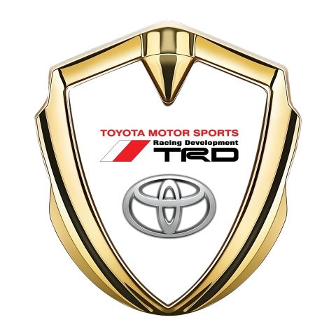 Toyota TRD 3D Car Metal Domed Emblem Gold White Base Grey Oval Logo