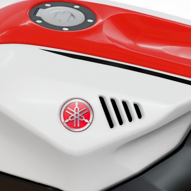 Yamaha Emblem Silicone Sticker Classic Grey Red