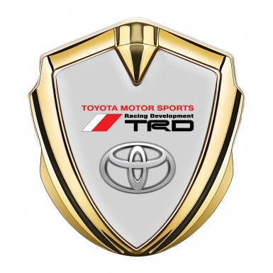 Toyota TRD Emblem Badge Self Adhesive Gold Grey Base Racing Sign
