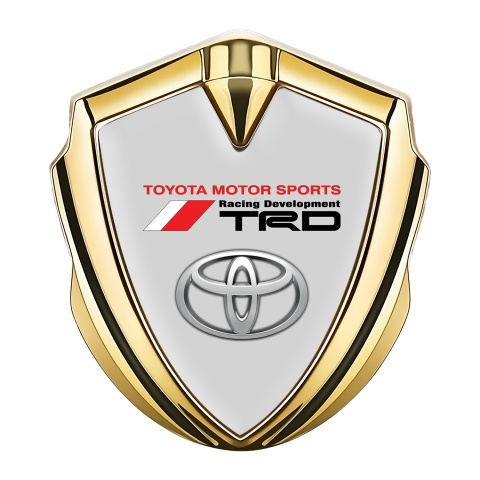 Toyota TRD Emblem Badge Self Adhesive Gold Grey Base Racing Sign