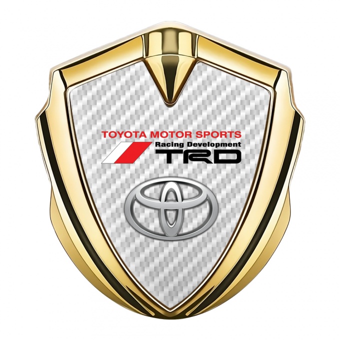 Toyota TRD Emblem Fender Badge Gold White Carbon Sports Edition