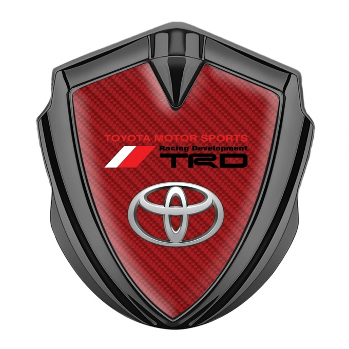 Toyota TRD Fender Emblem Badge Graphite Crimson Carbon Oval Motif