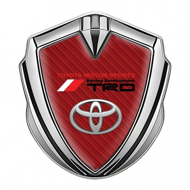 Toyota TRD Fender Emblem Badge Silver Crimson Carbon Oval Motif