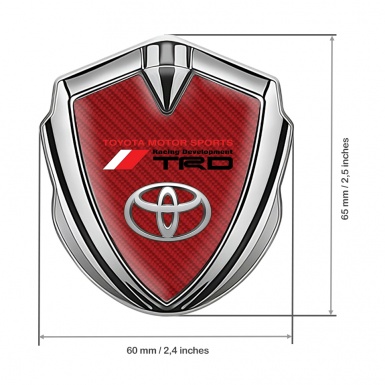 Toyota TRD Fender Emblem Badge Silver Crimson Carbon Oval Motif