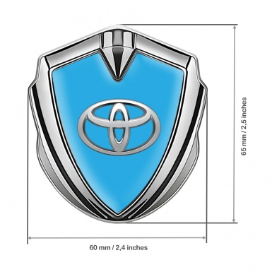 Toyota Emblem Trunk Badge Silver Glacial Blue Classic Logo Edition