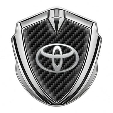 Toyota Emblem Self Adhesive Silver Black Carbon Chrome Classic Design