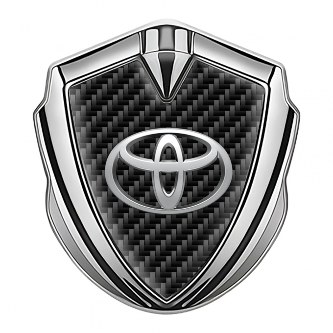 Toyota Emblem Self Adhesive Silver Black Carbon Chrome Classic Design