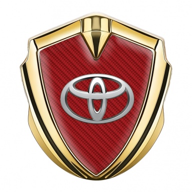 Toyota Bodyside Emblem Badge Gold Red Carbon Metallic Logo Motif