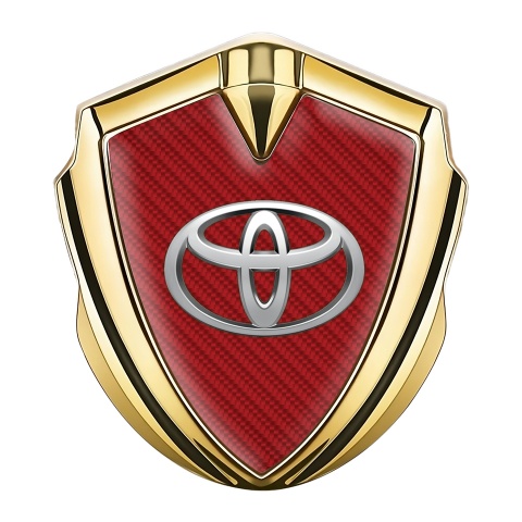 Toyota Bodyside Emblem Badge Gold Red Carbon Metallic Logo Motif