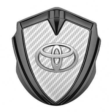 Toyota Trunk Emblem Badge Graphite White Carbon Metallic Surface Effect