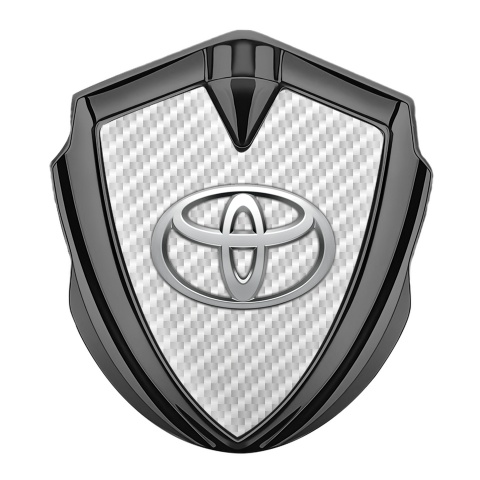 Toyota Trunk Emblem Badge Graphite White Carbon Metallic Surface Effect