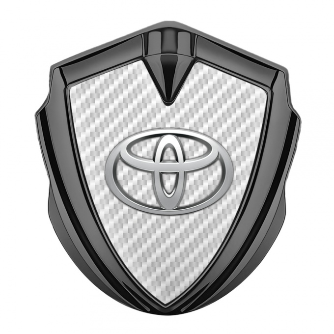 Toyota Trunk Emblem Badge Graphite White Carbon Metallic Surface Effect