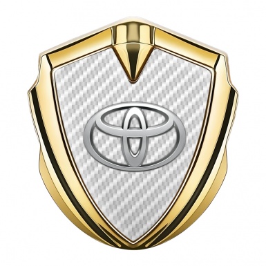 Toyota Trunk Emblem Badge Gold White Carbon Metallic Surface Effect