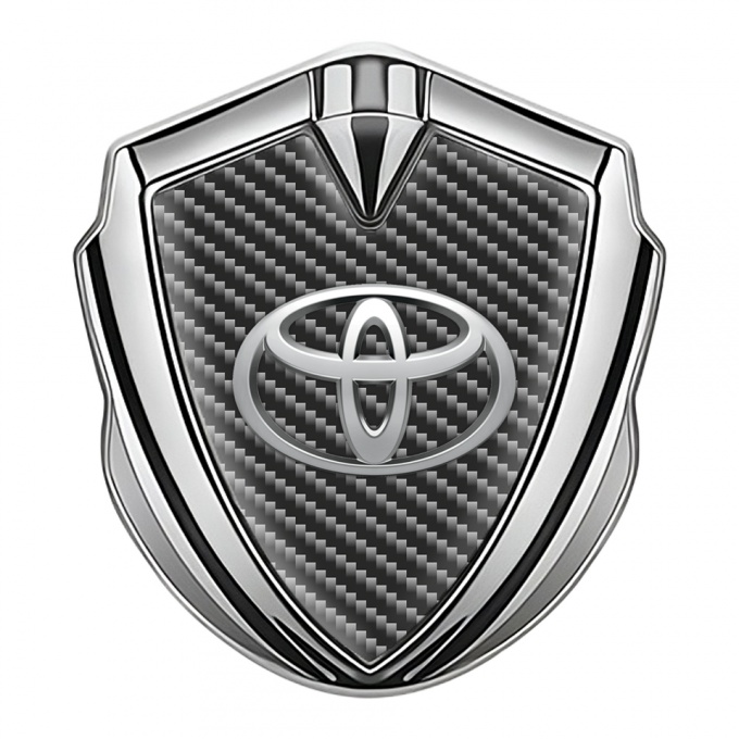Toyota Bodyside Domed Emblem Silver Dark Carbon Metallic Oval Edition