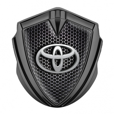Toyota Metal Emblem Self Adhesive Graphite Dark Grate Oval 3D Effect