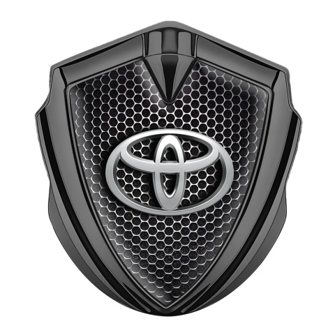 Toyota Metal Emblem Self Adhesive Graphite Dark Grate Oval 3D Effect