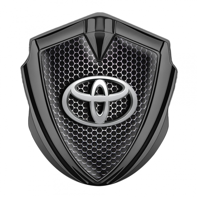 Toyota Metal Emblem Self Adhesive Graphite Dark Grate Oval 3D Effect
