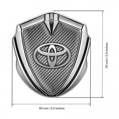 Toyota 3D Car Metal Domed Emblem Silver Light Carbon Metallic Effect