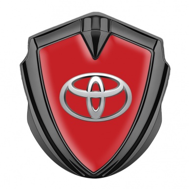 Toyota Metal Emblem Self Adhesive Graphite Red Background Oval Logo