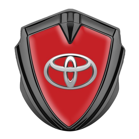Toyota Metal Emblem Self Adhesive Graphite Red Background Oval Logo