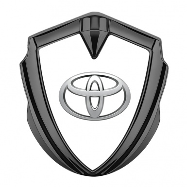 Toyota 3D Car Metal Domed Emblem Graphite White Base Oval Logo Variant