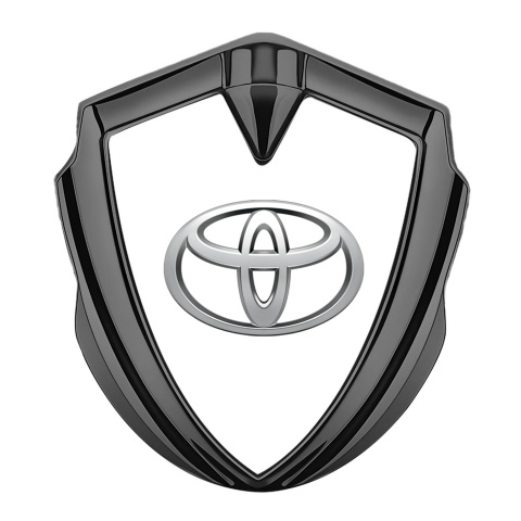 Toyota 3D Car Metal Domed Emblem Graphite White Base Oval Logo Variant
