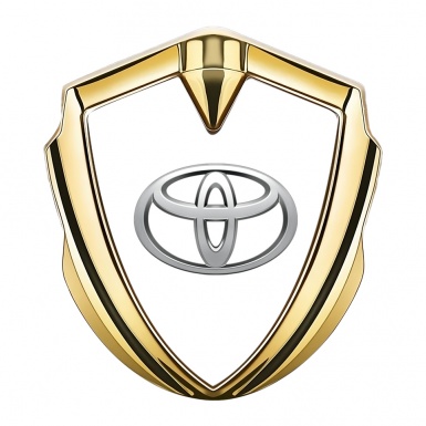 Toyota 3D Car Metal Domed Emblem Gold White Base Oval Logo Variant