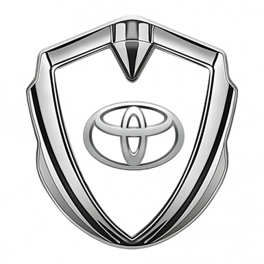 Toyota 3D Car Metal Domed Emblem Silver White Base Oval Logo Variant