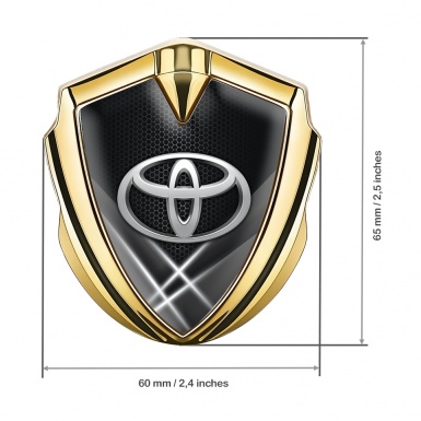 Toyota Fender Emblem Badge Gold Honeycomb Light Beams Oval Logo