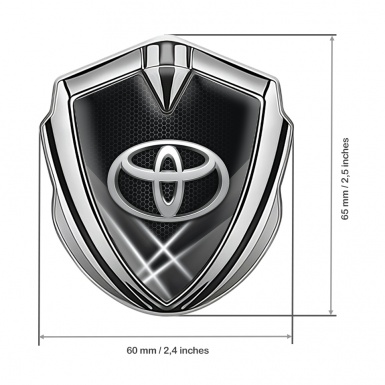 Toyota Fender Emblem Badge Silver Honeycomb Light Beams Oval Logo