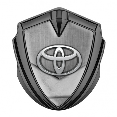 Toyota Emblem Self Adhesive Graphite Brushed Steel Crest Elliptic Logo