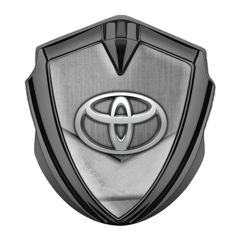 Toyota Emblem Self Adhesive Graphite Brushed Steel Crest Elliptic Logo