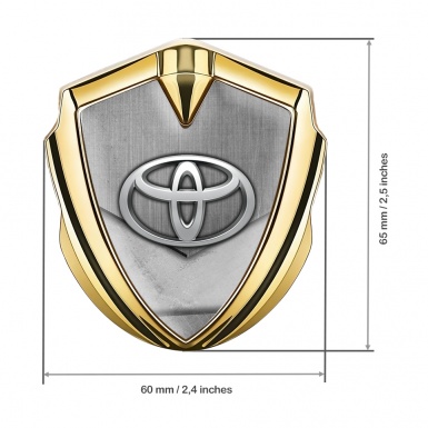 Toyota Emblem Self Adhesive Gold Brushed Steel Crest Elliptic Logo
