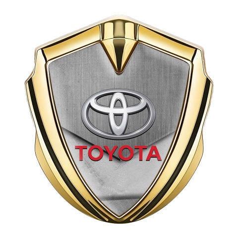 Toyota Bodyside Emblem Badge Gold Stone Crest Red Characters Logo