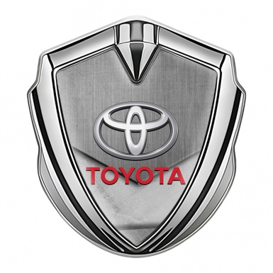Toyota Bodyside Emblem Badge Silver Stone Crest Red Characters Logo