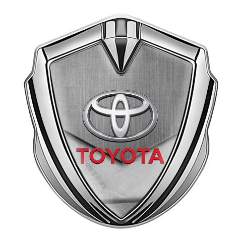 Toyota Bodyside Emblem Badge Silver Stone Crest Red Characters Logo