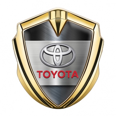 Toyota Trunk Emblem Badge Gold Bluish Metallic Surface Oval Logo
