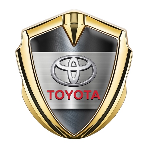 Toyota Trunk Emblem Badge Gold Bluish Metallic Surface Oval Logo