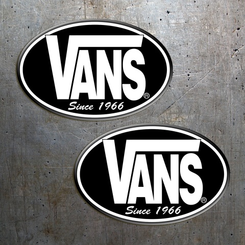 Vans Oval Black Silicone Domed Stickers with White Logo 2 pcs