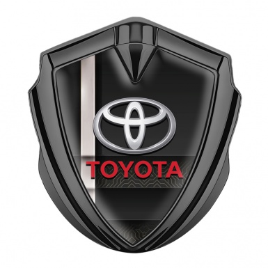 Toyota Emblem Car Badge Graphite Black Digital Motif Pearly White Stripe