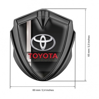Toyota Emblem Car Badge Graphite Black Digital Motif Pearly White Stripe