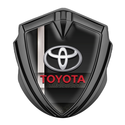 Toyota Emblem Car Badge Graphite Black Digital Motif Pearly White Stripe