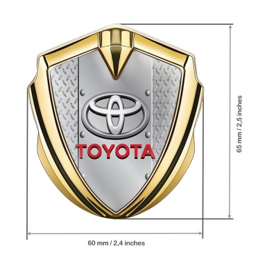 Toyota Bodyside Domed Emblem Gold Treadplate Red Characters Logo