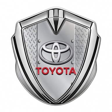 Toyota Bodyside Domed Emblem Silver Treadplate Red Characters Logo