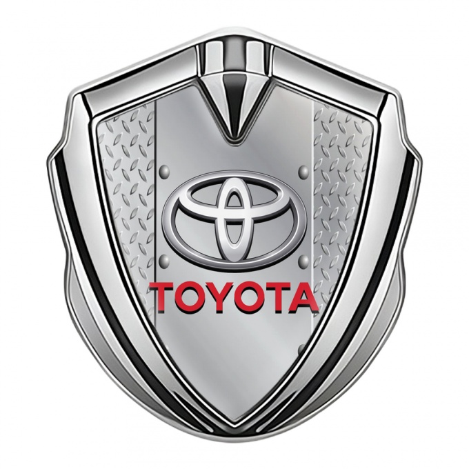 Toyota Bodyside Domed Emblem Silver Treadplate Red Characters Logo