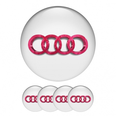 Audi Center Hub Dome Stickers Ultramodern Red Emblem