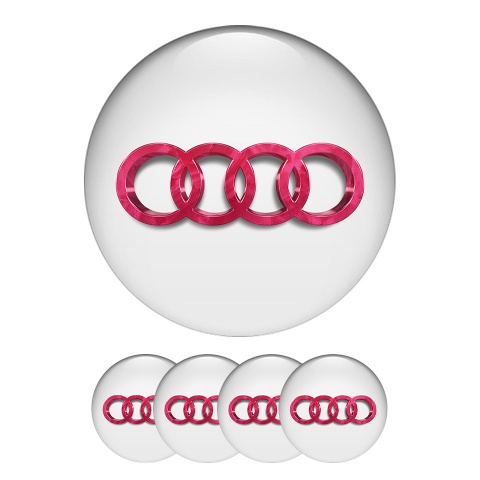 Audi Center Hub Dome Stickers Ultramodern Red Emblem