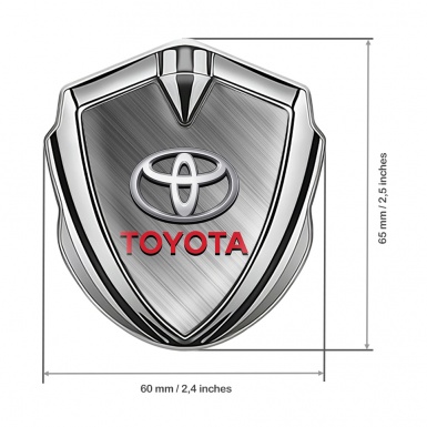 Toyota 3D Car Metal Domed Emblem Silver Brushed Steel Oval Design